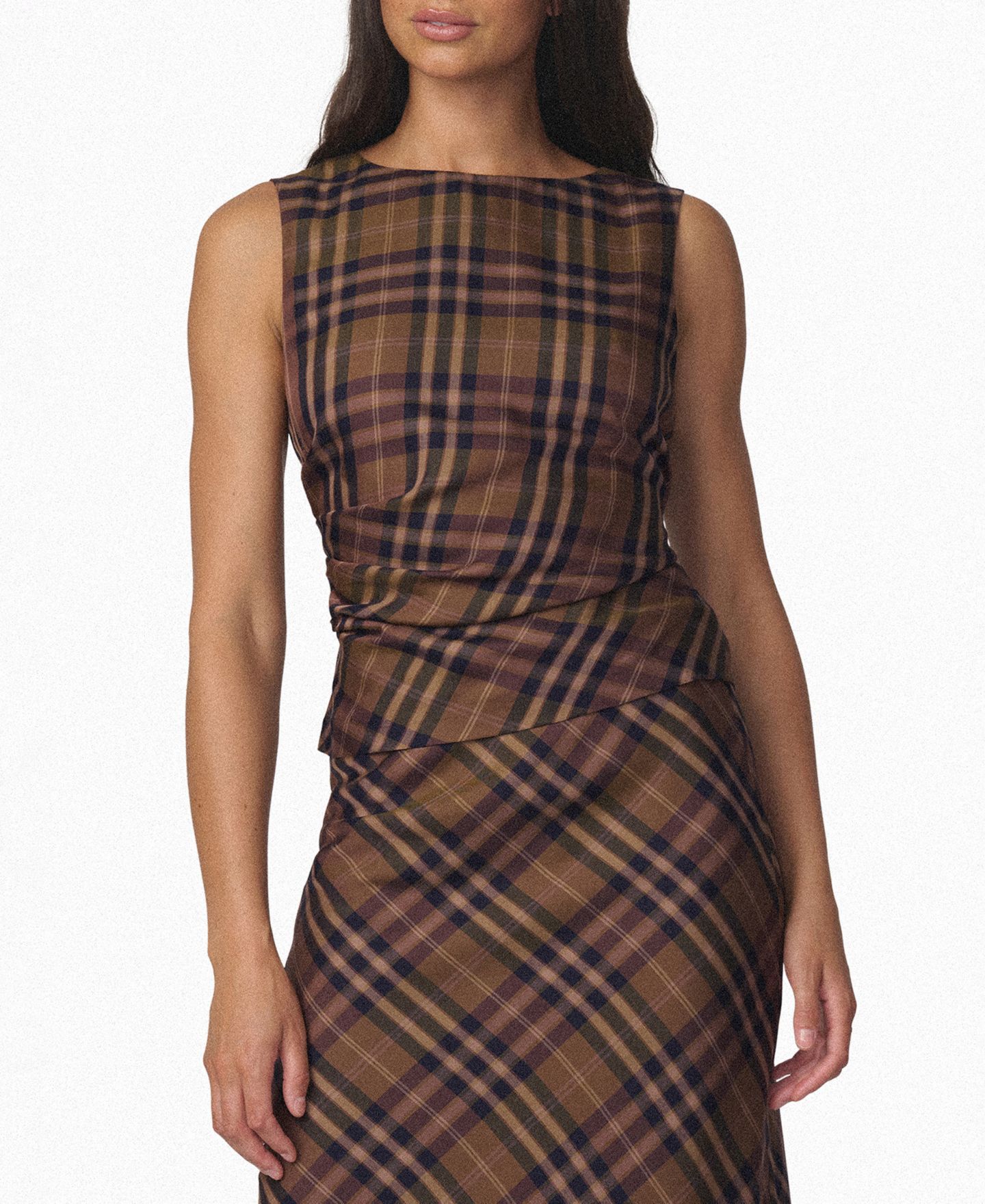 Женский топ Joe's Jeans The Meg Plaid Sleeveless Top, цвет: Верблюжий клетчатый — фото 7