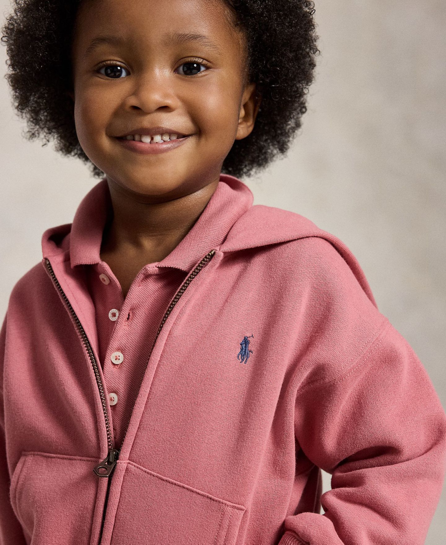 Худи Polo Ralph Lauren Long-Sleeve Full-Zip для девочек, цвет: Холщовый розовый — фото 3