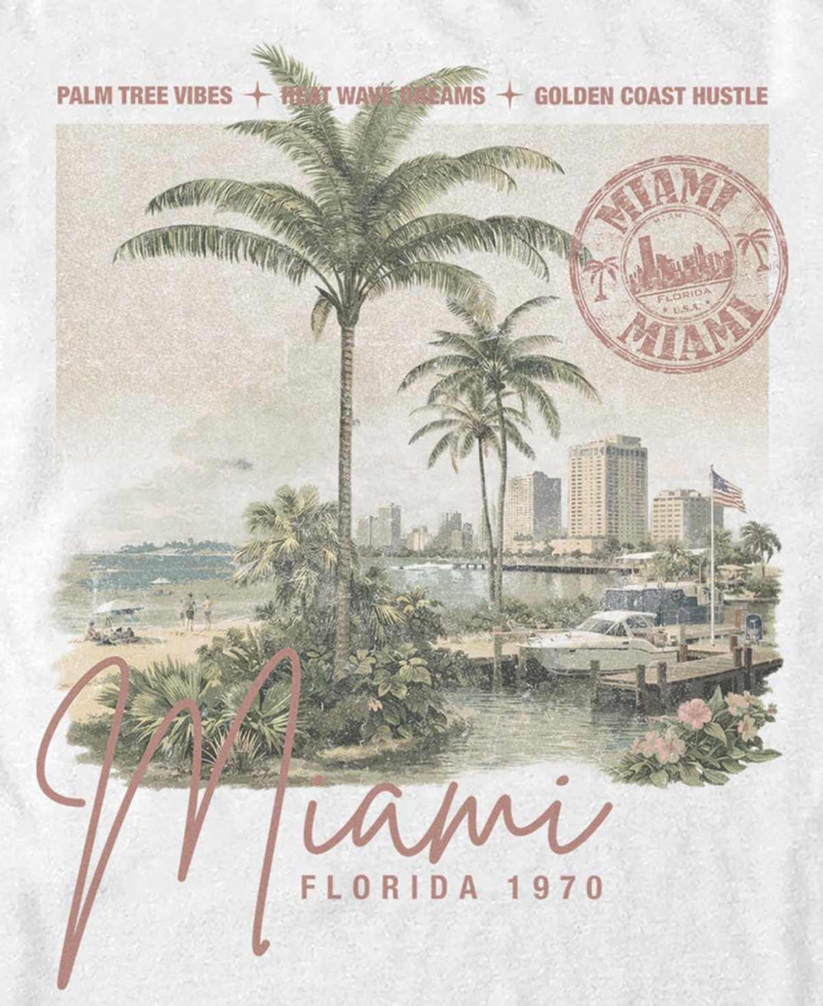 Fifth Sun Men's Mad Engine 0525 Miami Art T-Shirt