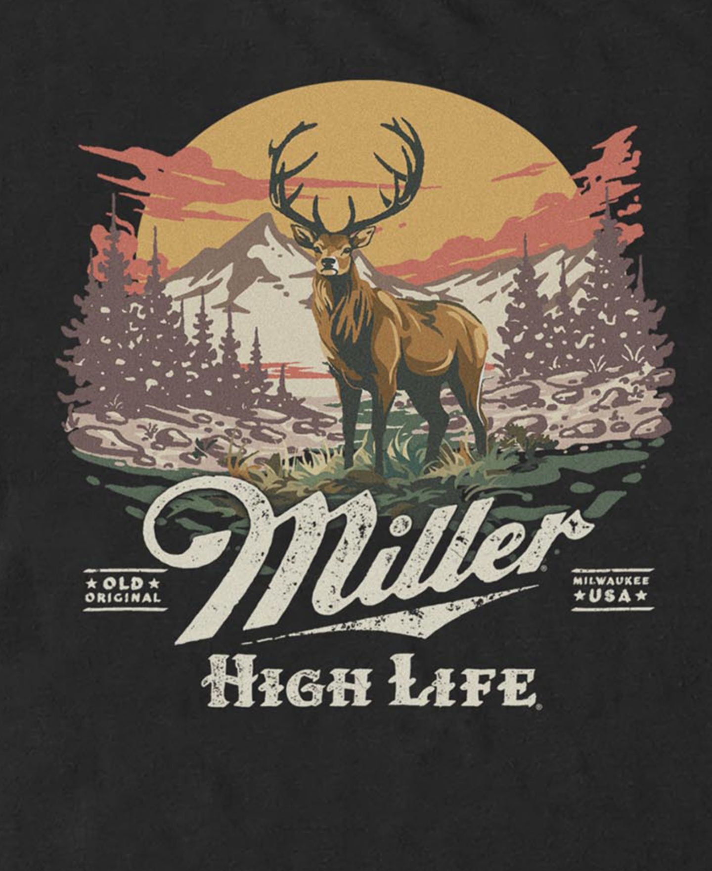 Мужская футболка Fifth Sun Coors Brewing Company Miller Nature, цвет: Чёрный — фото 3
