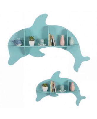 2 Pack Dolphin Floating Shelves Wall Mounted Storage Rack