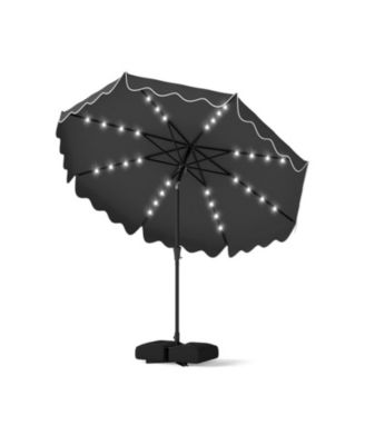 10 Feet Patio Umbrella with Solar LED Lights and Weighted Base