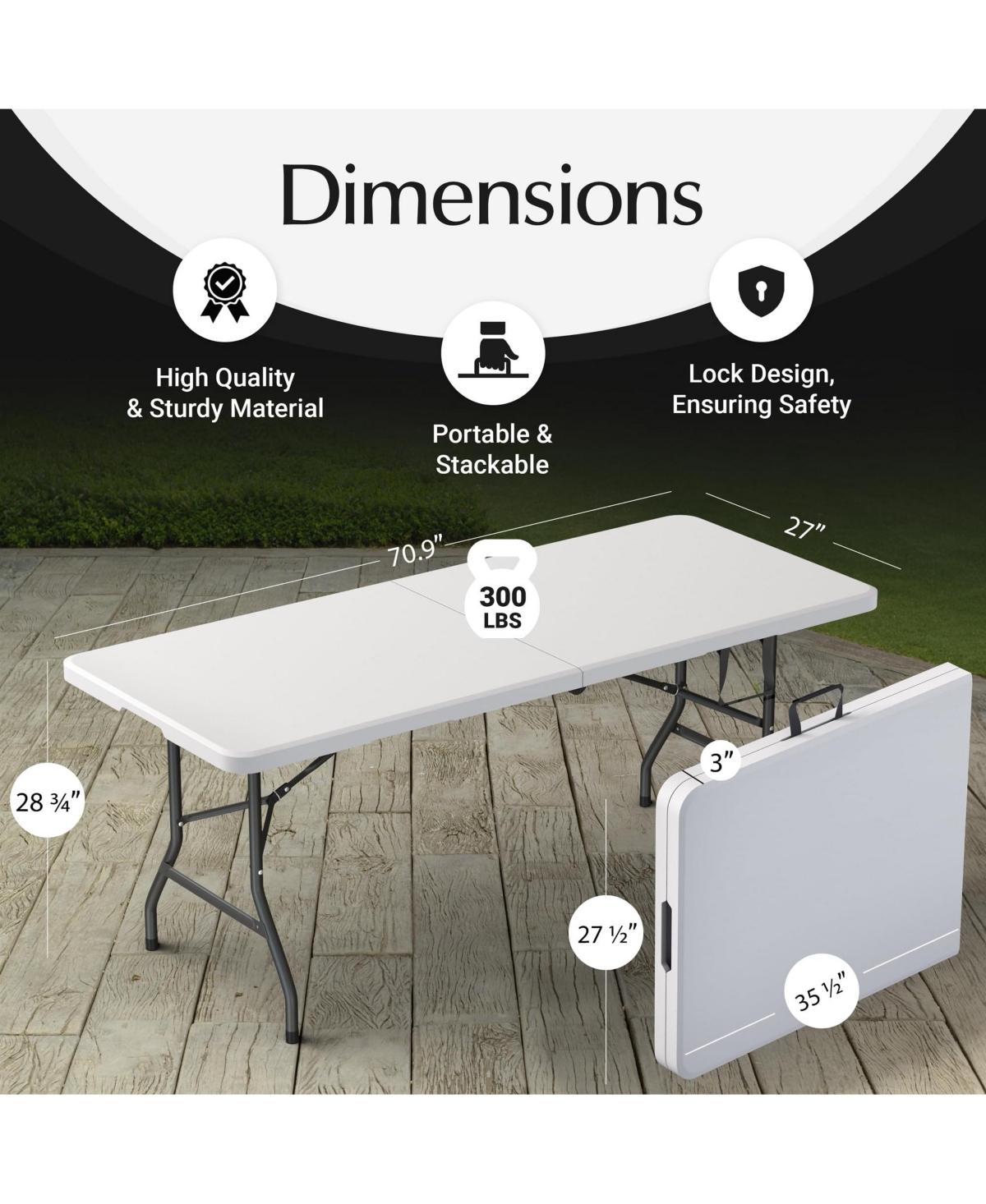 Aofar 2 Pack 6Feet Foldable Table Steel Handle Portable Heavy Duty