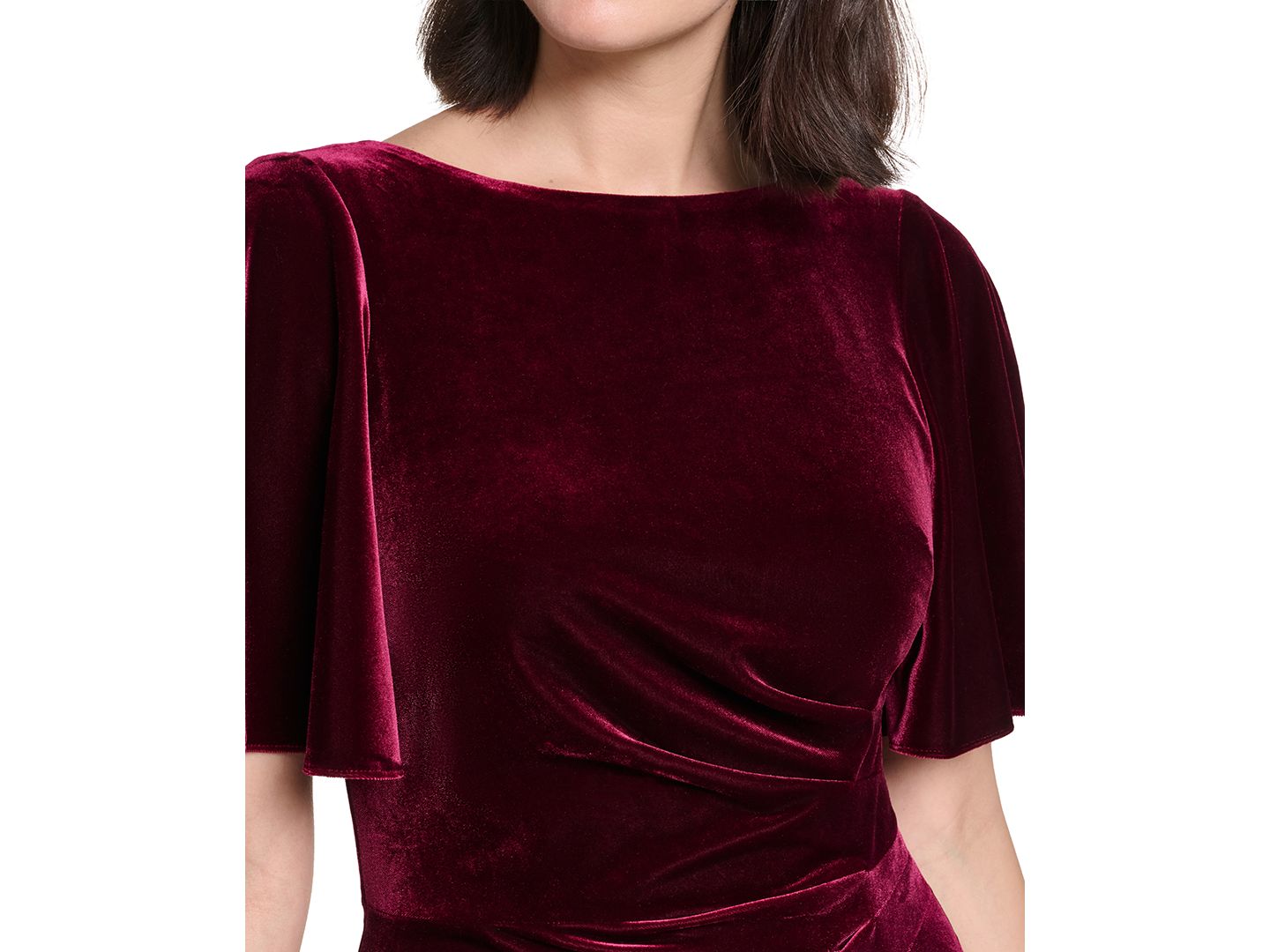Женское платье Jessica Howard Boat Neck Velvet, цвет: Ягодный сливовый — фото 4