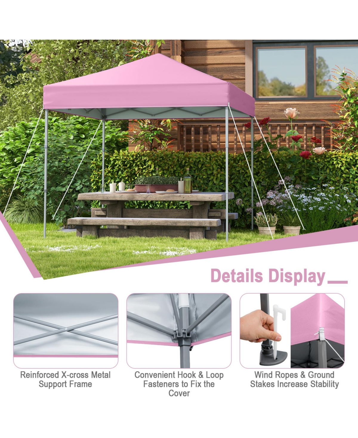 Sugift 6.6 x 6.6 feet Outdoor Pop Up Canopy Tent with Upf 50+ Sun Protection