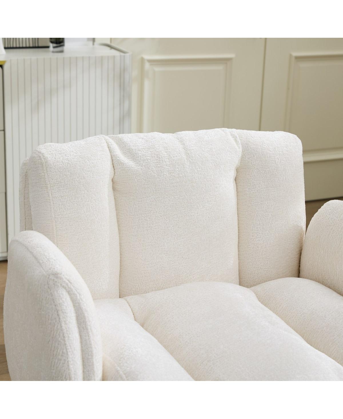 Streamdale Furniture Modern Chenille Swivel Office Chair with Adjustable Armrests