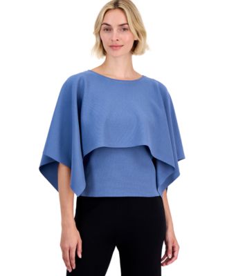 Petite Boat Neck Sweater Cape Top