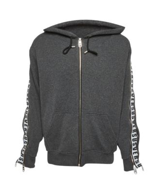 Men's Cotton Knit Logo Tape Zip Detail Hooded Jacket