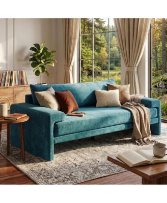 Chenille Upholstered 3-Seater Sofa with Wide Armrests