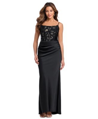 Women's Floral Square Neck Gown