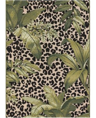 Lush Decor Marina Safari Green 4'10" x 7'6" Outdoor Area Rug