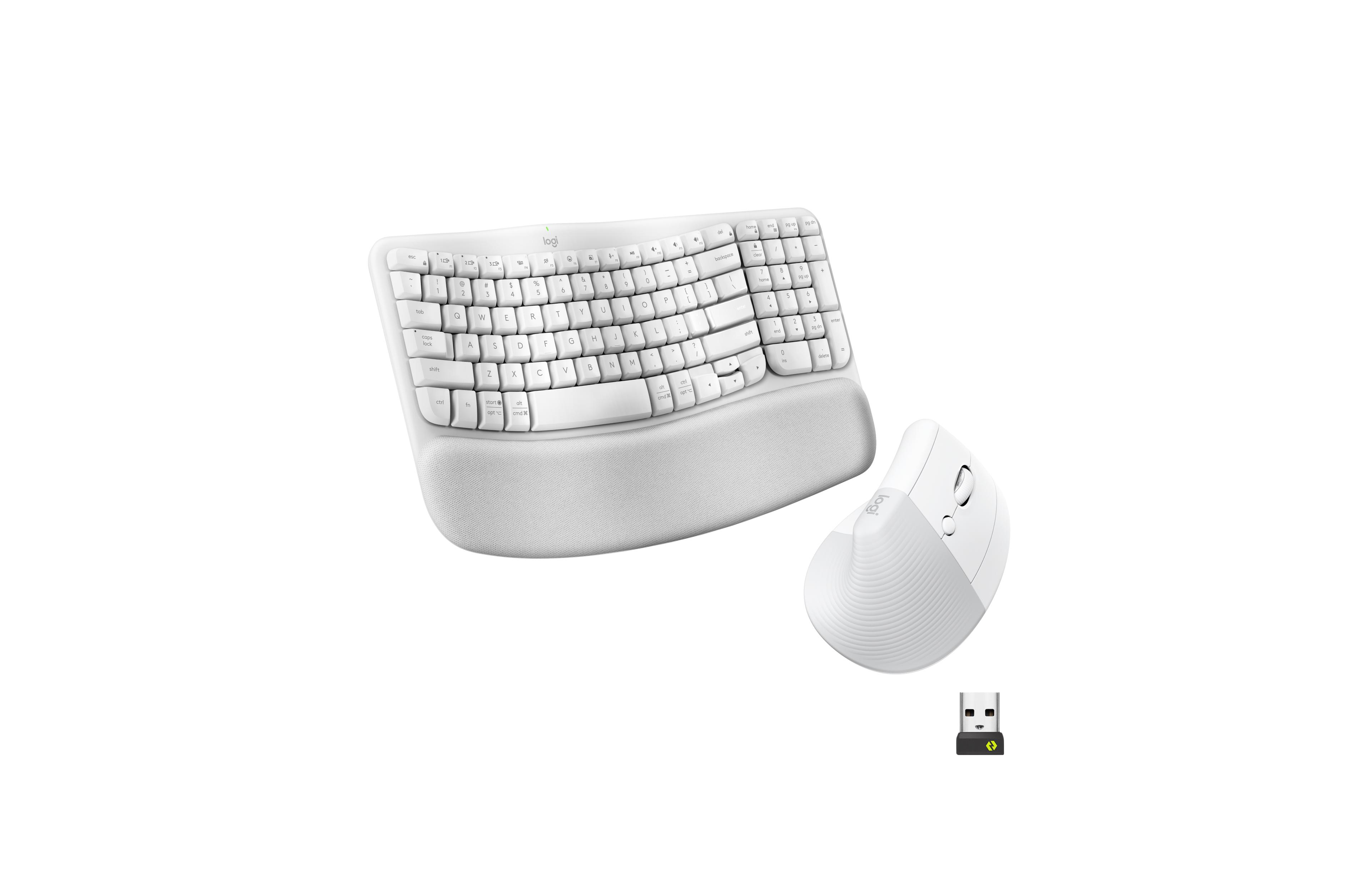 Logitech Wave Keys & Lift Vertical Mouse: Ergonomic Wireless Combo, Cushioned Palm Rest, Easy-Switch Bluetooth, Multi-os (Windows/Mac)