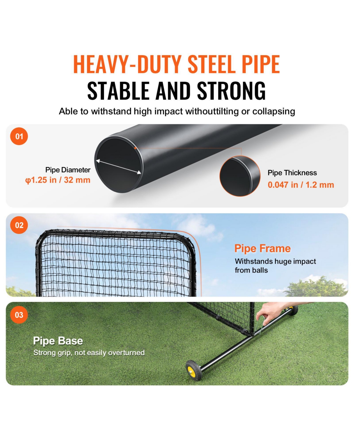 Vevor L Screen Baseball Pitching Net for Batting Cage Softball Screen 7x7ft