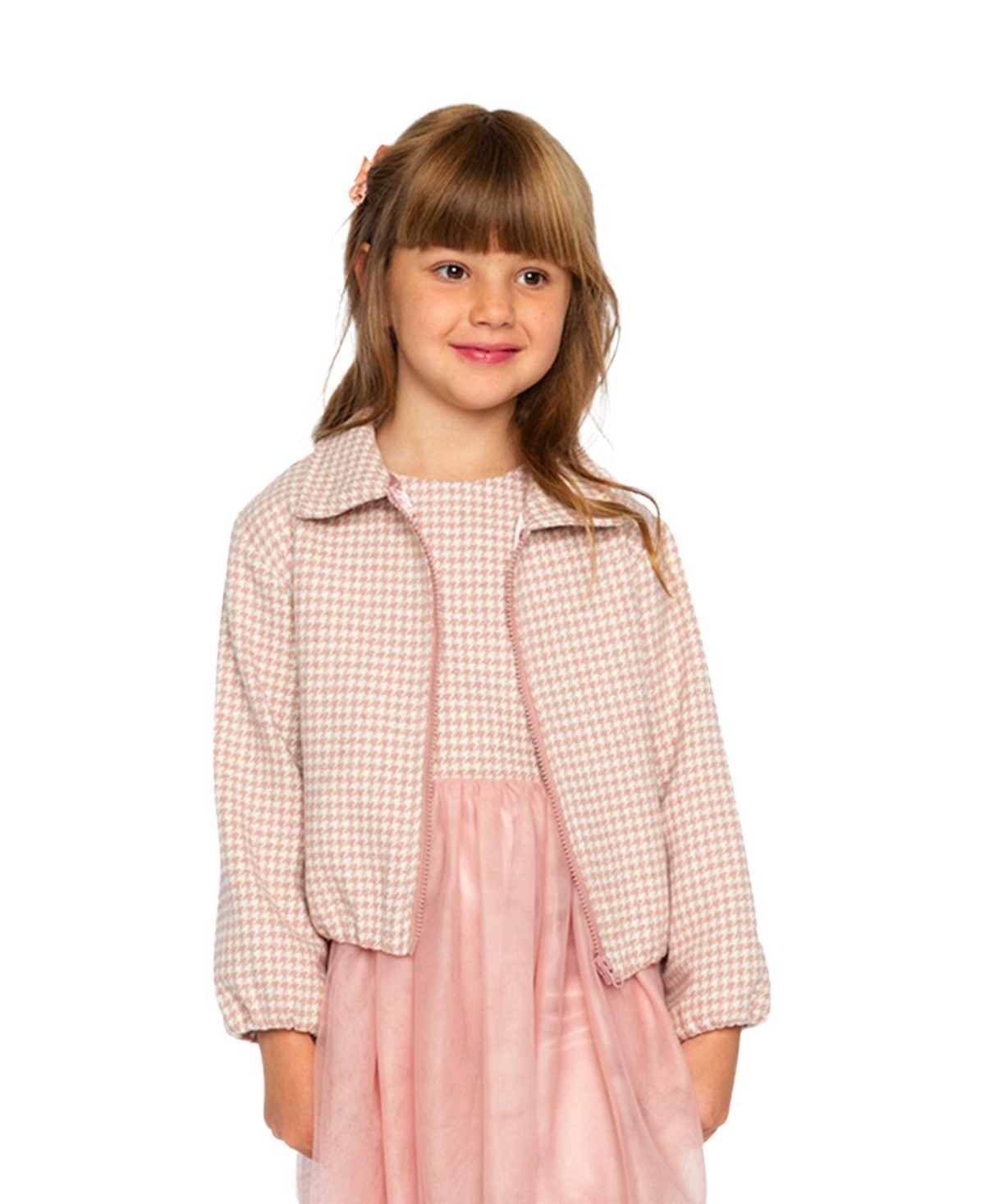 Deux par Toddler Girl's (2-5) Bomber Jacket Pink Houndstooth
