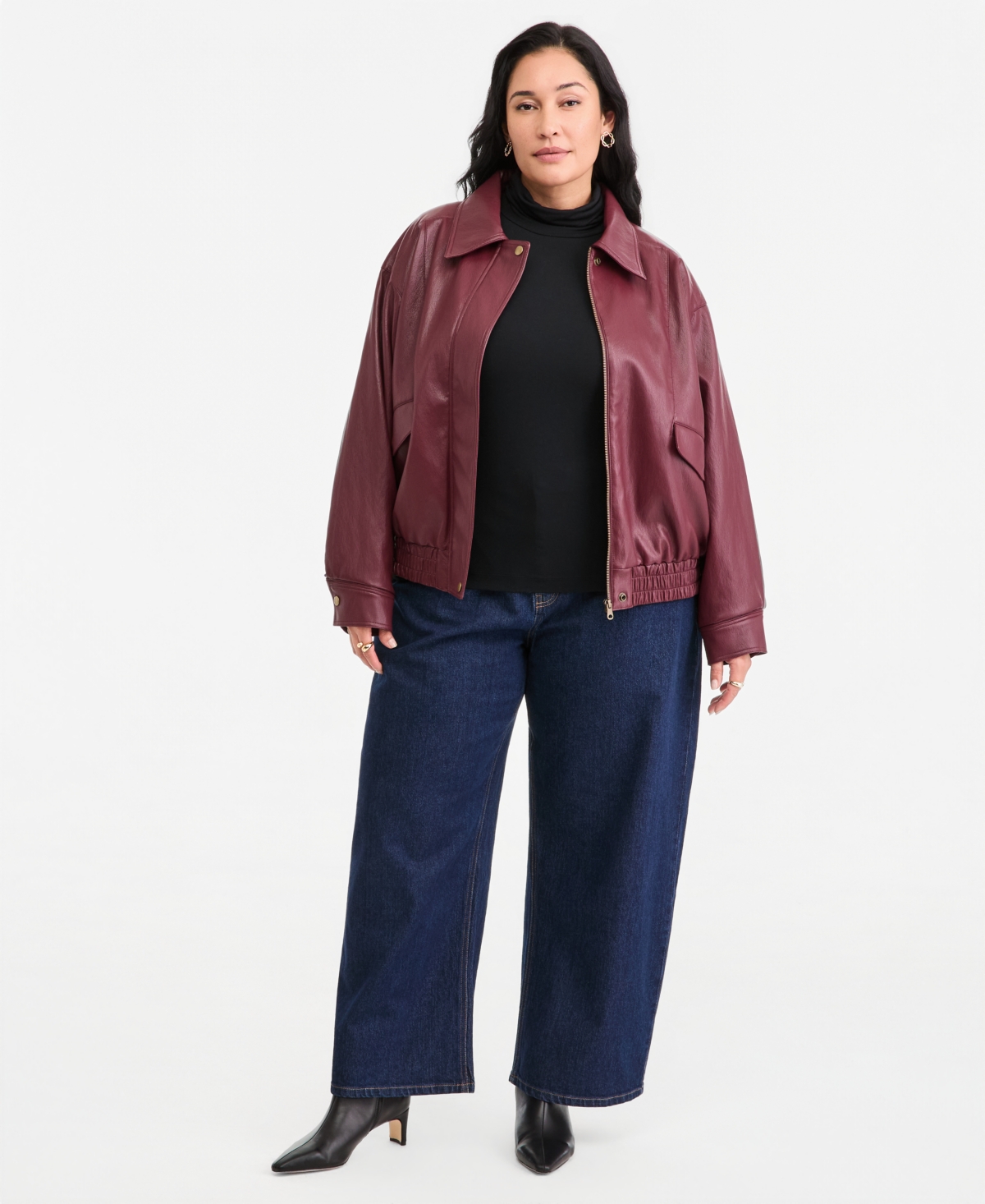 On 34th Plus Modal-Blend Mockneck Long-Sleeve Top, Macy's Exclusive