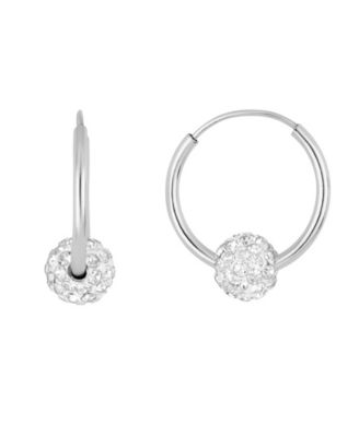 Crystal Pave 6mm Ball on 16mm Endless Hoop Earrings
