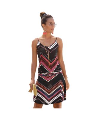 Women's Viscose Printed Spaghetti Strap Short Dress