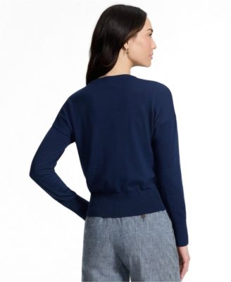 Women's Double Trim Cotton Crew Neck Sweater