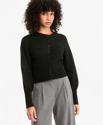 Women's Sculpted Crewneck Long-Sleeve Cardigan