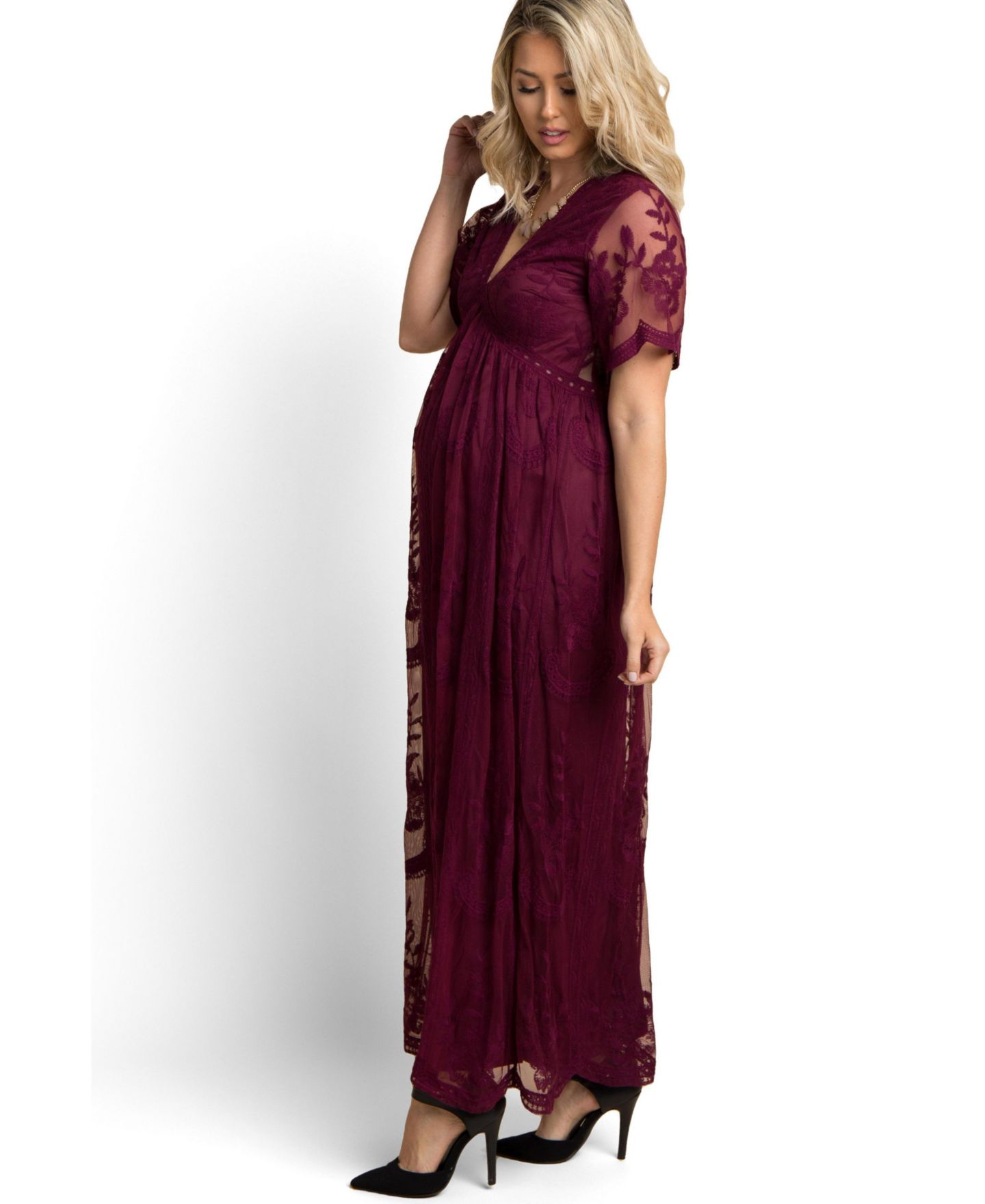 Женское платье Pinkblush Deep Burgundy Lace Mesh Overlay Maxi, цвет: Бордовый — фото 3