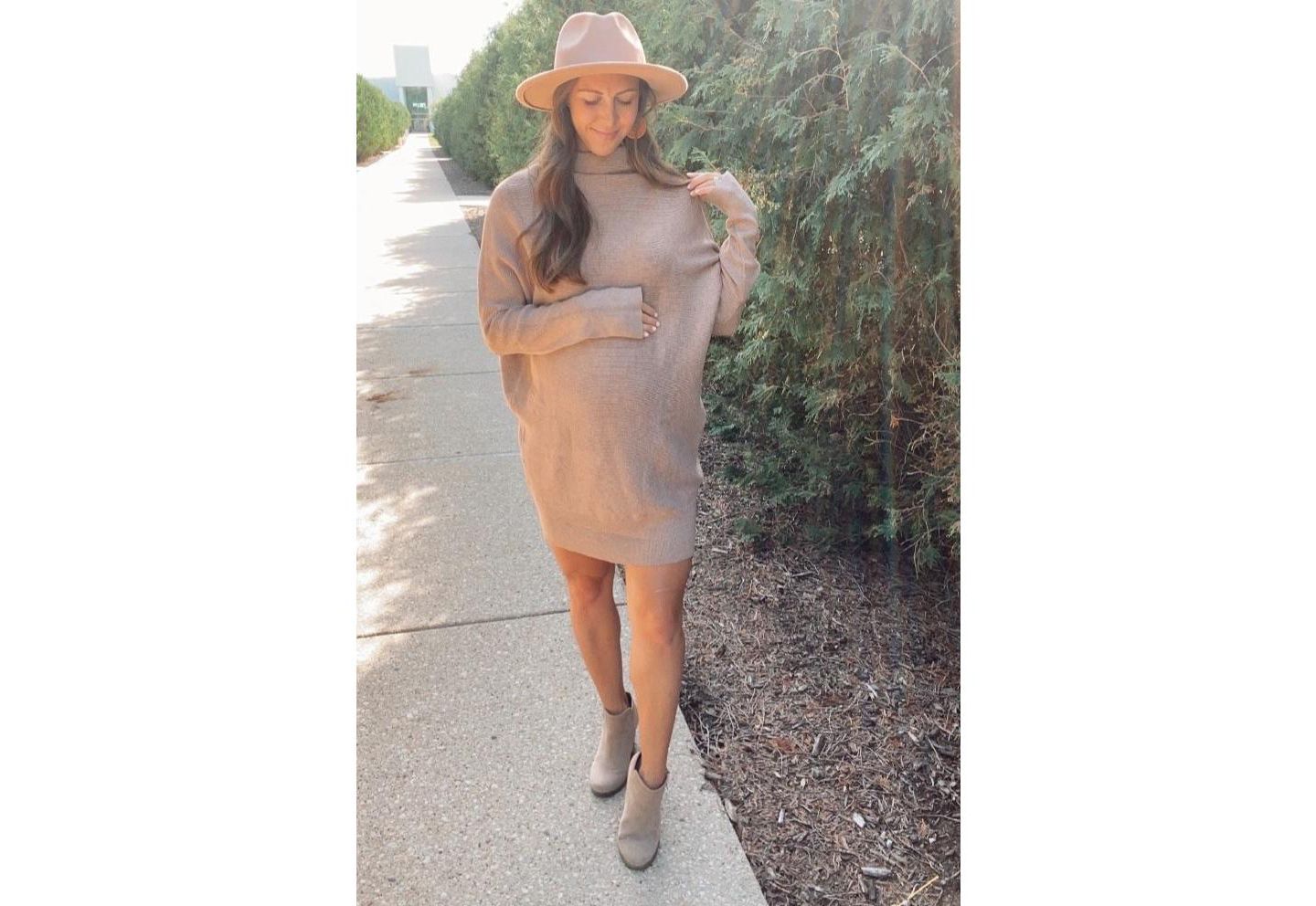 Женское платье Pinkblush Taupe Funnel Neck Dolman Sleeve Mini, цвет: Серо-коричневый — фото 9