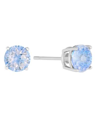 Sterling Silver Cubic Zirconia Solitaire Stud Earrings