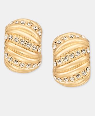Small Pav&eacute; Twist C-Hoop Earrings, 0.78"