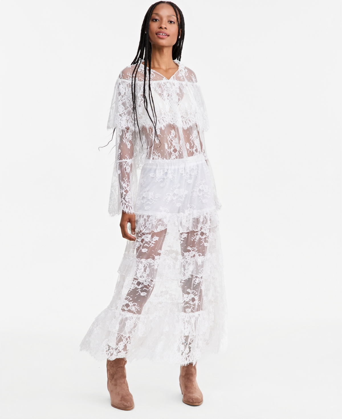 And Now This Women's Lace Bell-Sleeve Cape Blouse, Macy's Exclusive