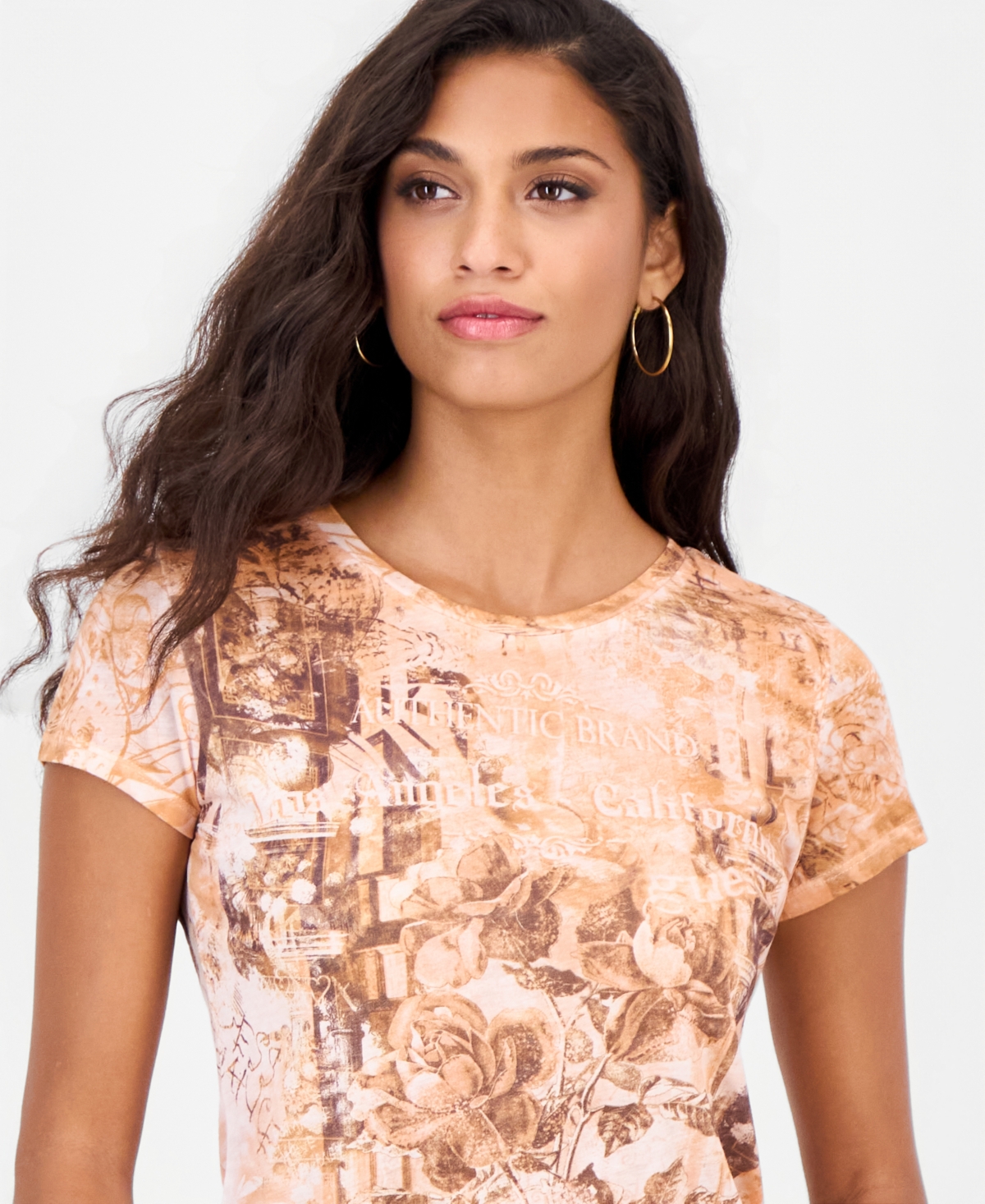 Guess Women's Rose Pillars R4 Retro Graphic T-Shirt