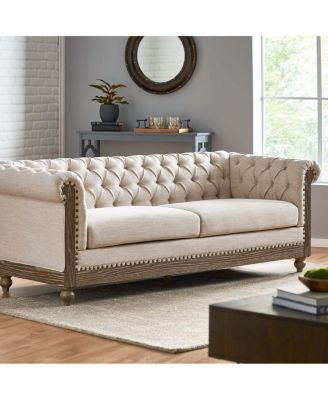 Mirod Comfy 3-Seat Sofa with Wooden Legs, Retro Style for Living Room and Study