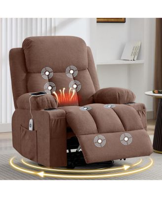  Swivel Rocker Recliner with Massage, Heat, USB Port, and Cup Holders