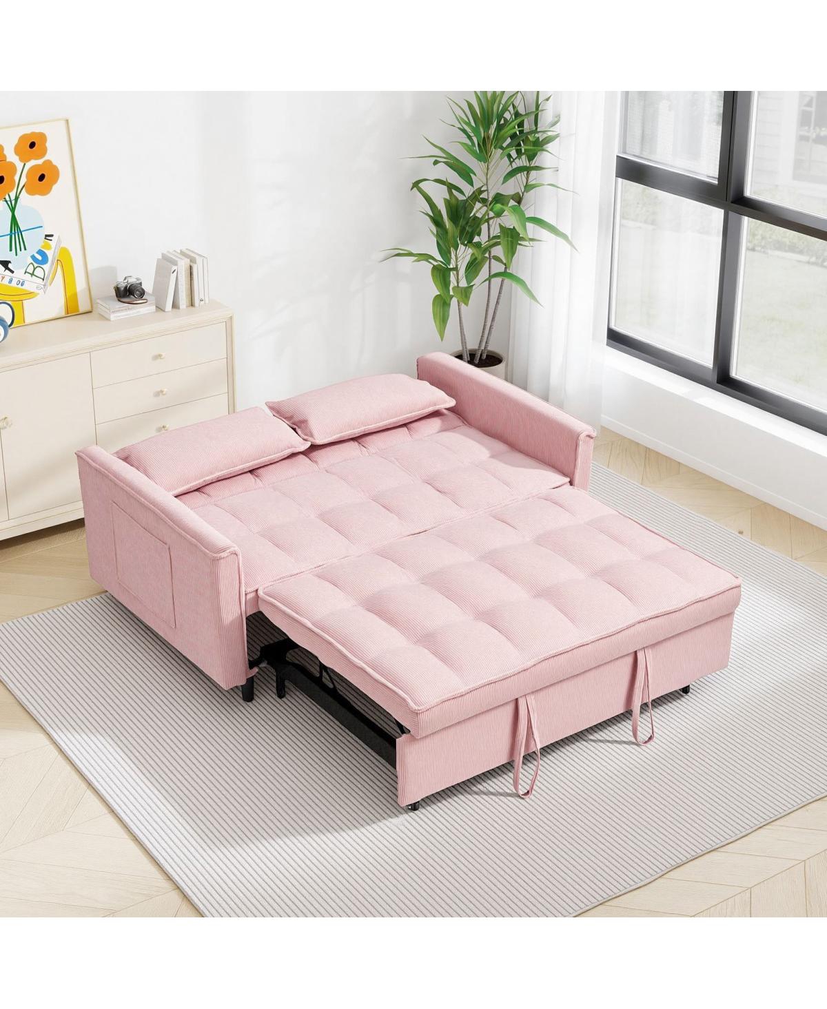 Streamdale Furniture Corduroy Modular Sleeper Sofa with Pull Out Bed