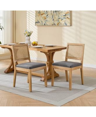  Farmhouse Rattan Dining Chairs, Set of 2