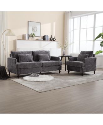  Mid-Century Modern Chenille 2-Seat Loveseat Sofa