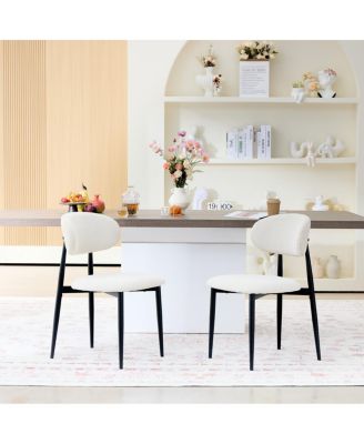 Upholstered Fabric Dining Chairs with Metal Legs, Set of 2