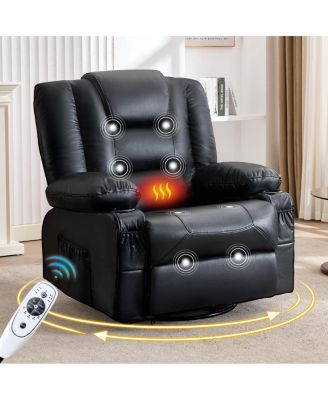 Oversized Swivel Rocker Recliner with Massage, Heat, and USB Port
