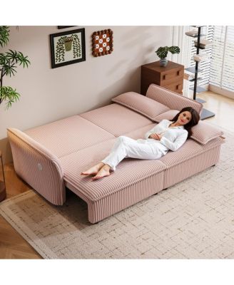 85-Inch Convertible Plush Sofa Bed - Two-in-One Living Room Design