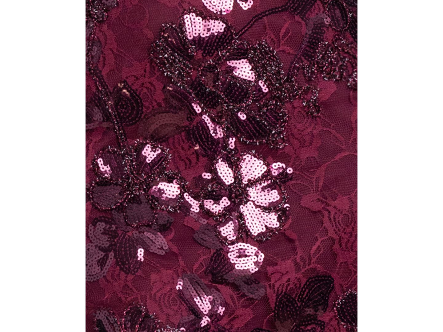 Женское платье Blondie Nites Juniors' Floral Sequin Lace Corset-Inspired Bodycon Mini, цвет: Винный — фото 6