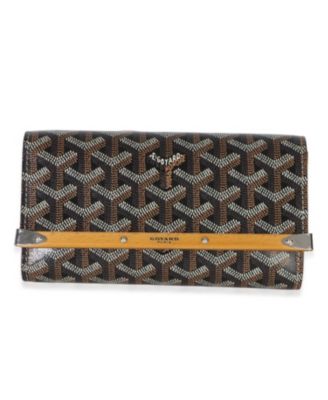 Pre-Owned Goyard Gold Black Goyardine Monte Carlo Mini Clutch