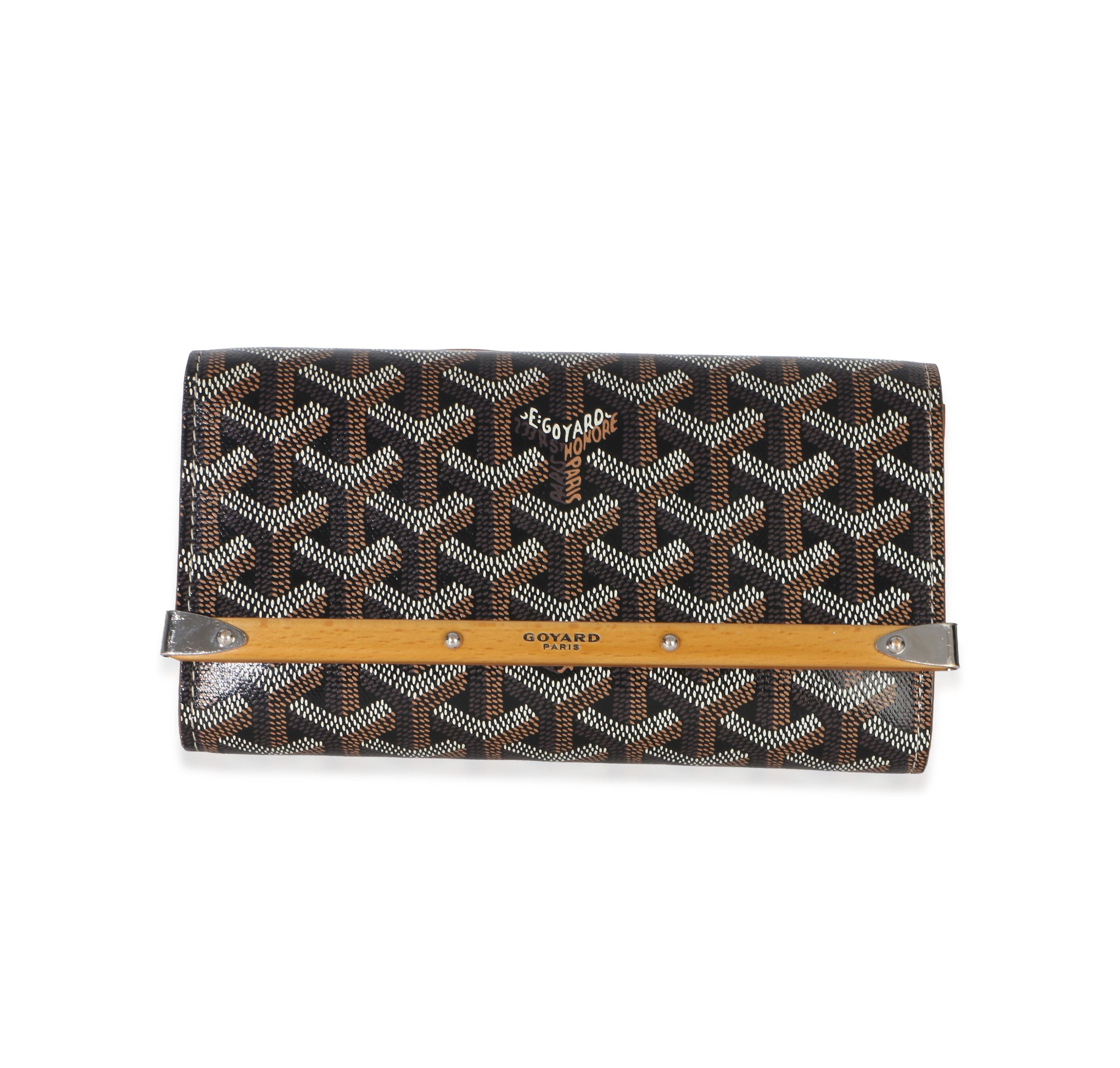 Pre-Owned Goyard Gold Black Goyardine Monte Carlo Mini Clutch