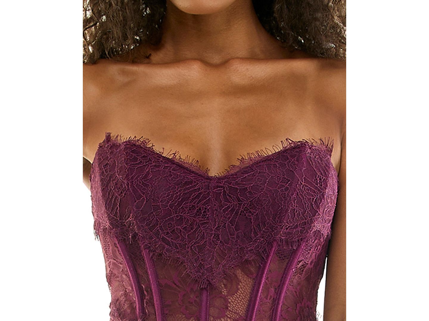 Женское платье SENI & CADE Juniors' Corset Lace Glitter Satin, цвет: Сливовый — фото 4