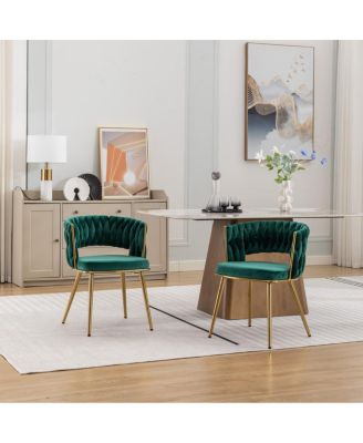 HengMing Velvet Woven Modern Dining Chairs, Set of 2