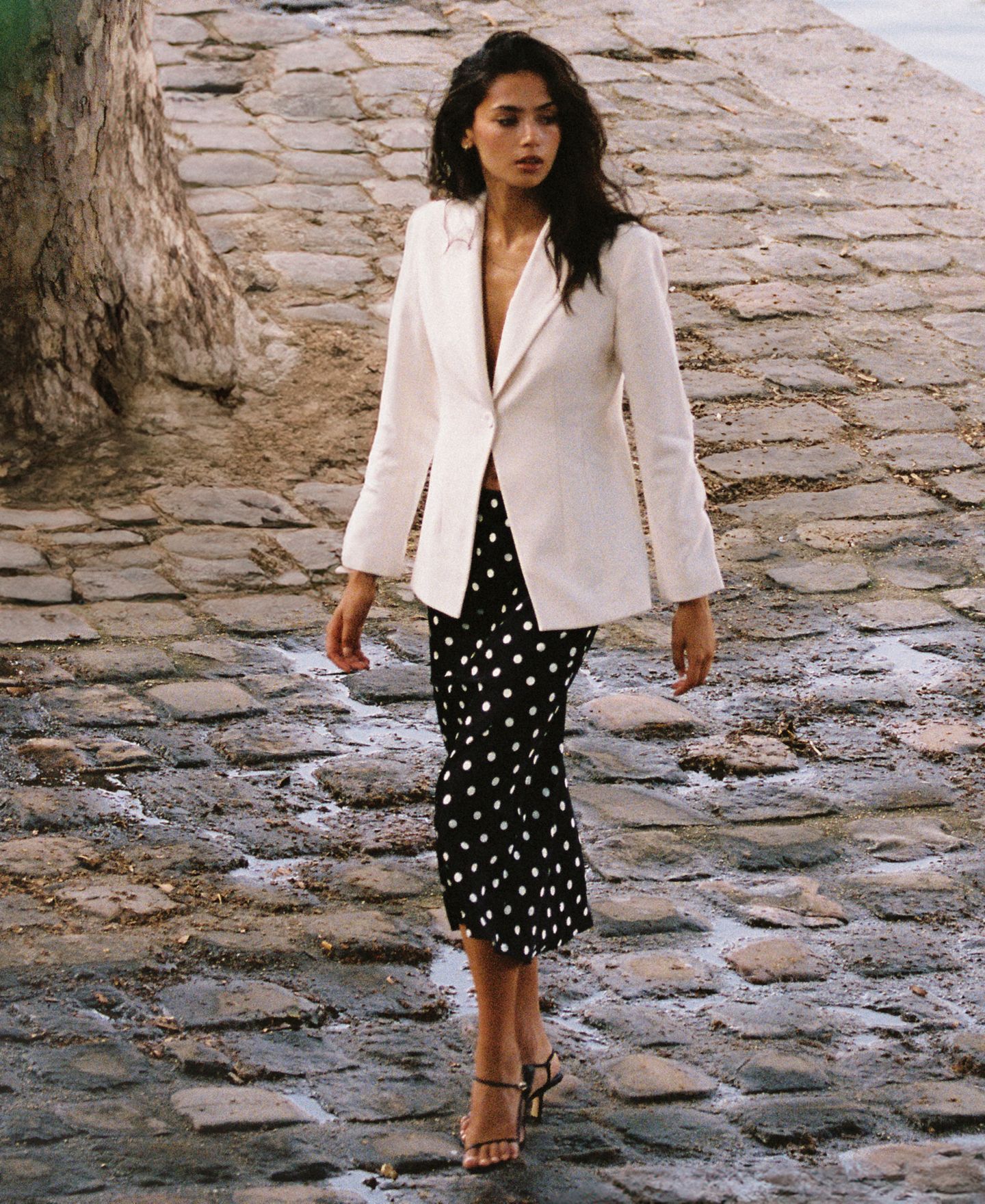 Женская юбка French Connection Ennis Satin Polka Dot Pull-On Midi, цвет: Чёрный / Белый — фото 7