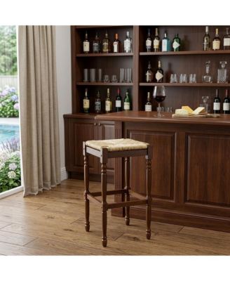 29" Solid Wood Backless Bar Height Bar Chair