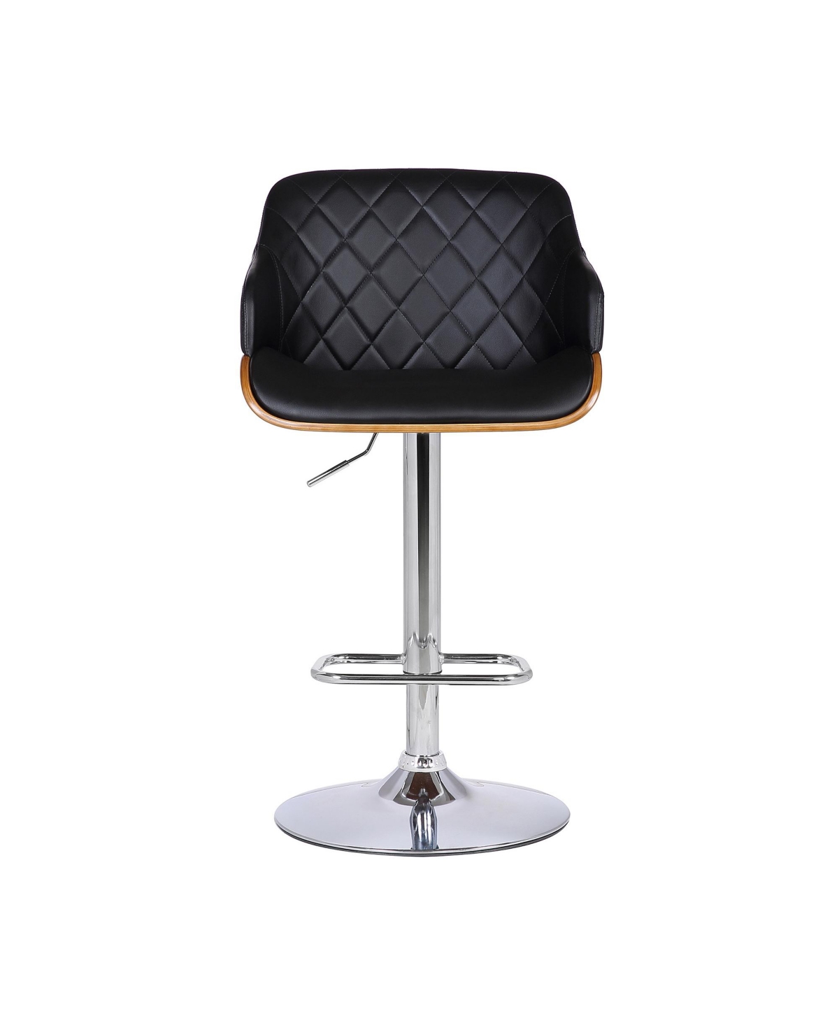 HomeRoots 25" Faux Leather and Iron Swivel Low Back Adjustable Height Bar Chair
