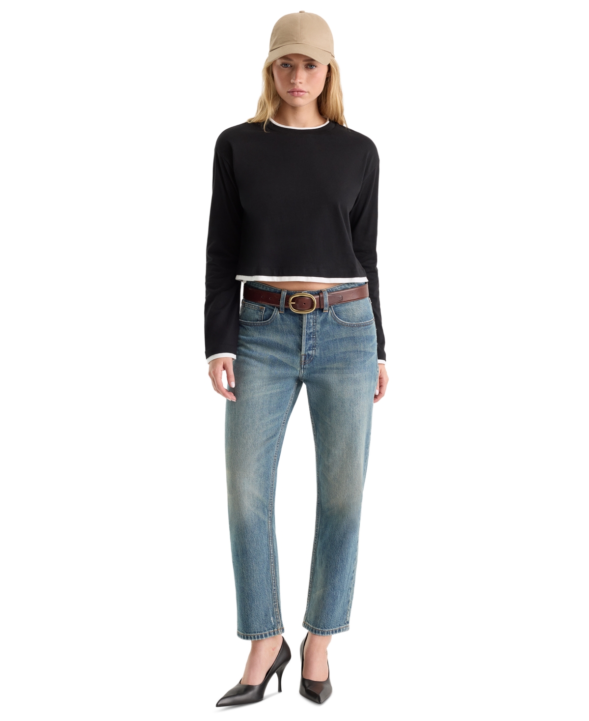 Good American Women's Long-Sleeve Layered Pull-On Top