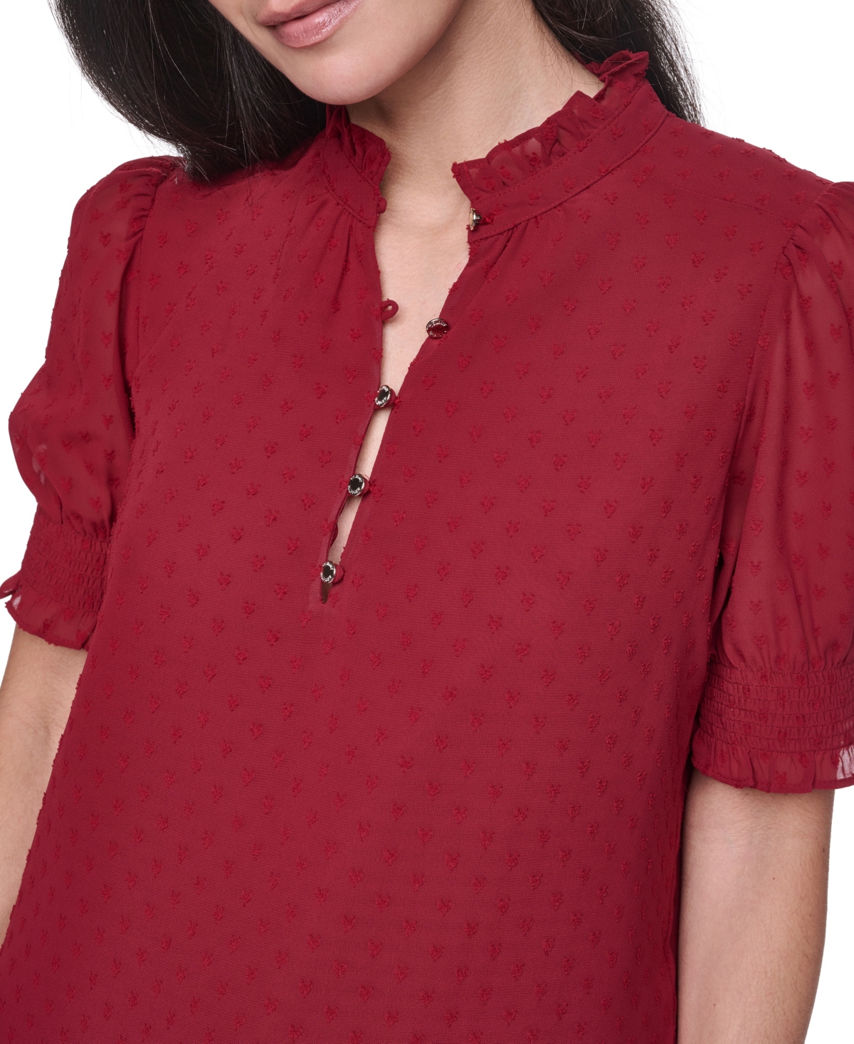 Tommy Hilfiger Women's Clip Dot Mock Neck Popover Top