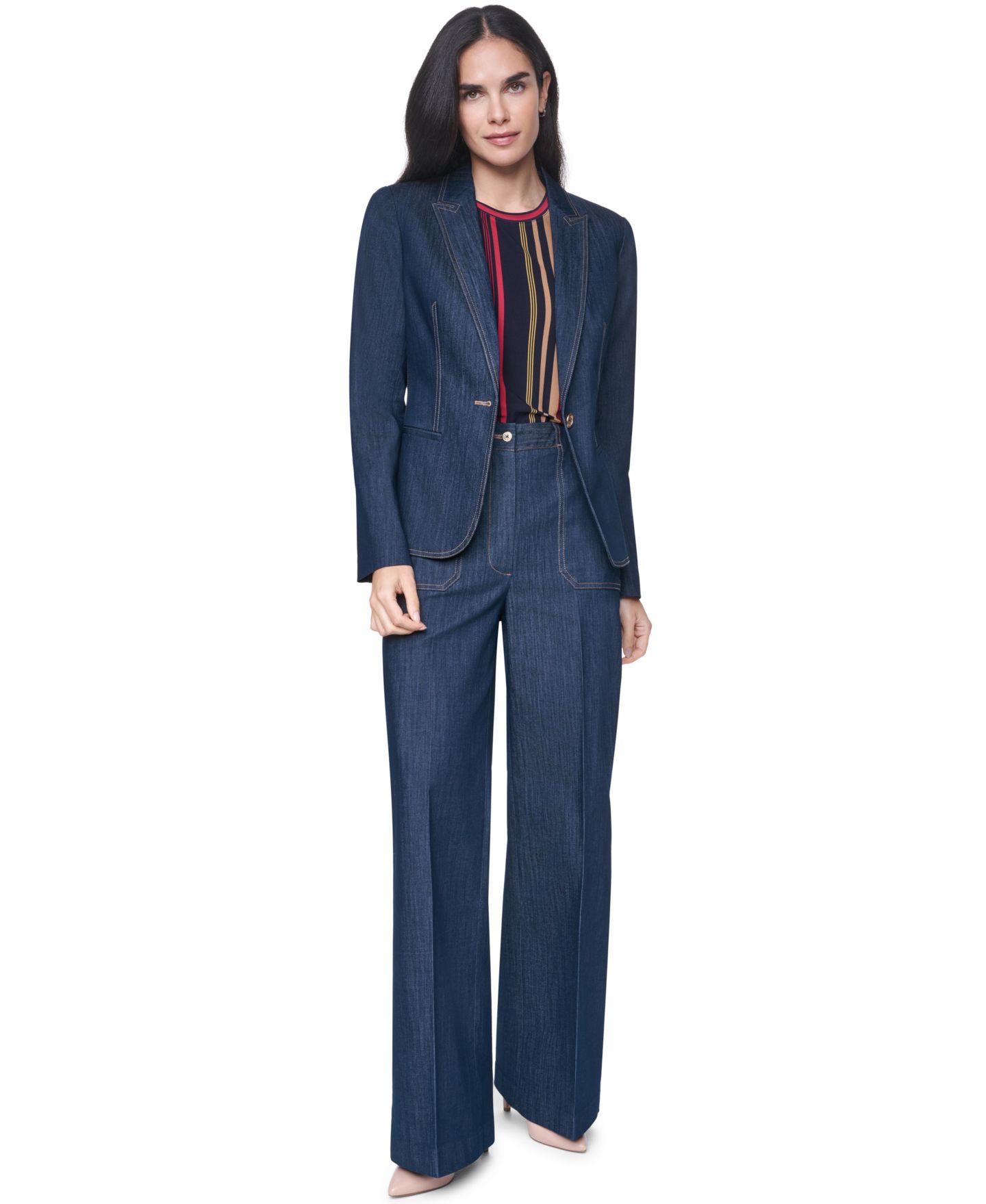 Женский пиджак Tommy Hilfiger Notch-Collar One-Button Blazer, цвет: Тёмно-синий — фото 7