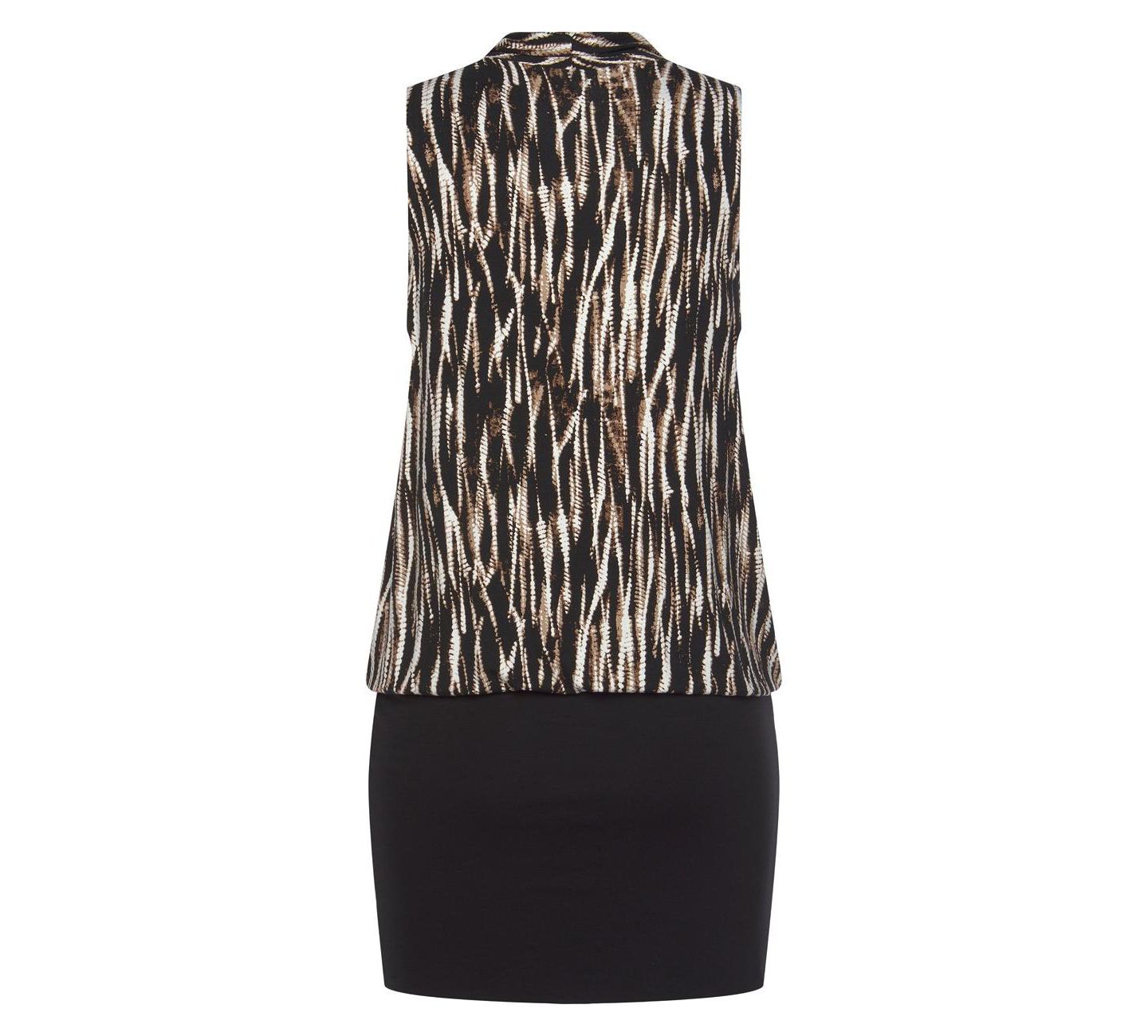 Женское платье Lascana Viscose Printed 2-In-1 Wrap Surplice-Neck Short, цвет: Чёрный с принтом — фото 5