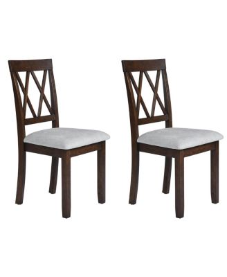 Dining Collection Set of 2 Upholstered Solid Wood Legs Dining Chairs
